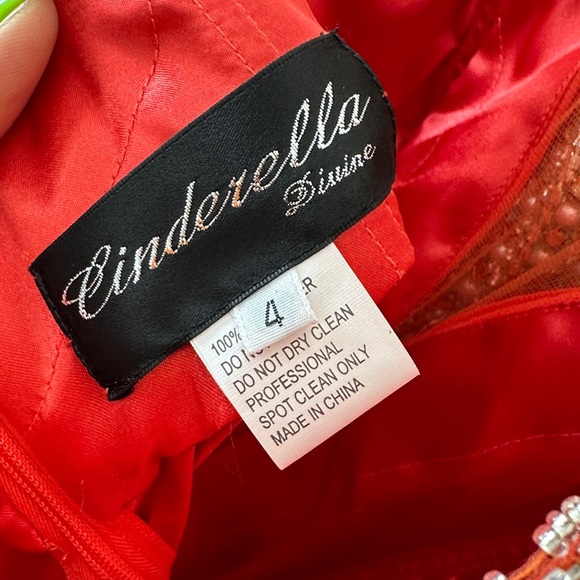 Cinderella Divine Beautiful Bright Coral & Rhinestone Embellished Formal Gown 4 - Picture 5 of 8